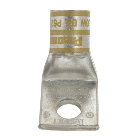 Panduit One-Hole Compression Lug, 1 to 2 in Stud, Standard Barrel, Copper, Yellow LCAX250-12H-X
